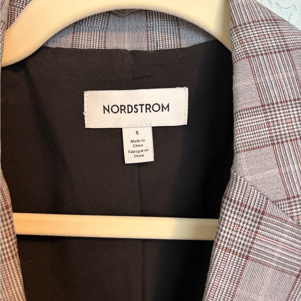 Nordstrom Plaid Blazer | Gray Windowpane | Size Small - Picture 2 of 6